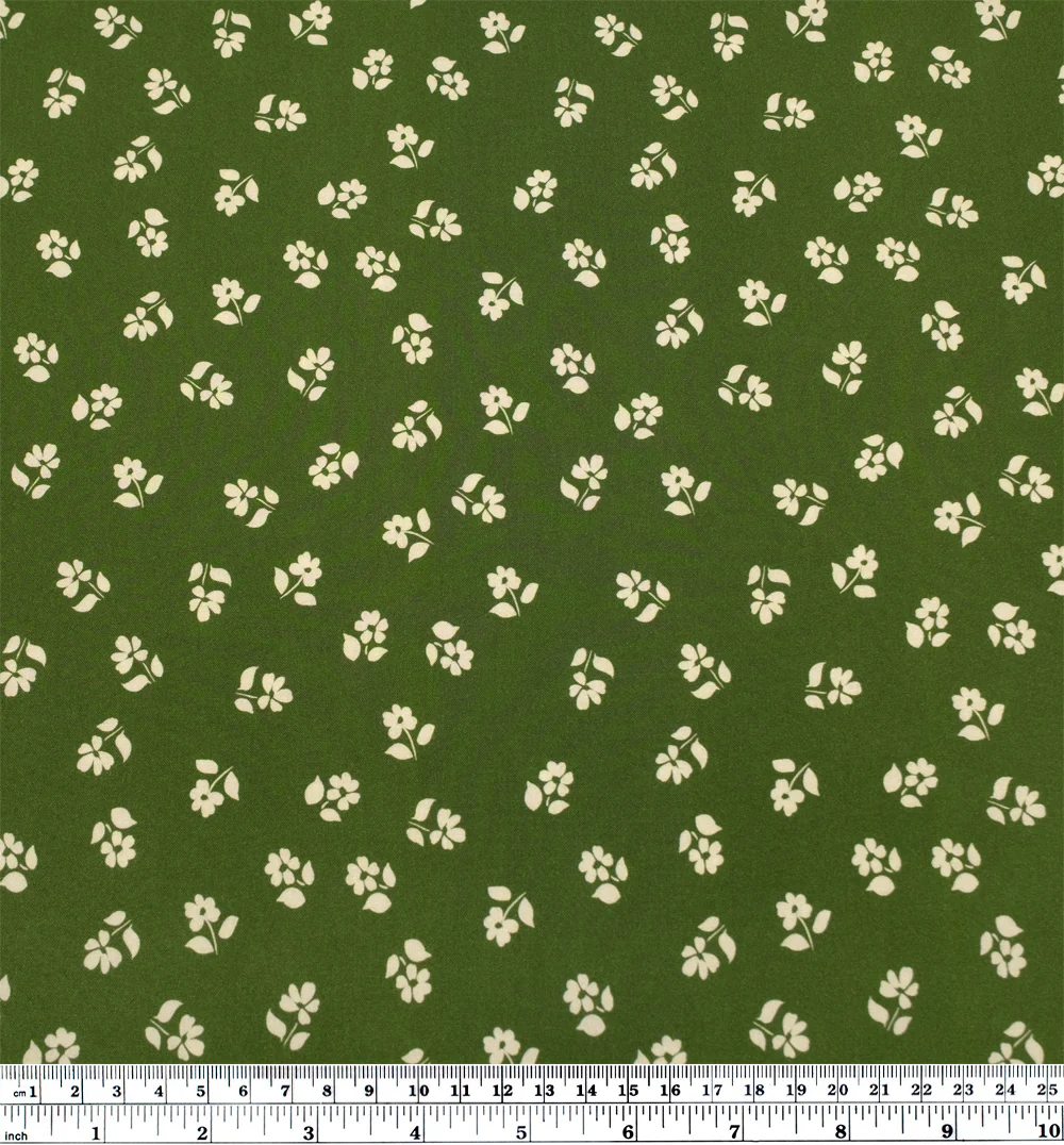 Perfect Posy Printed Viscose Challis - Chive - Image 3