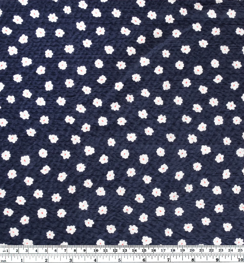 Petite Daisy Crinkle Cotton - Navy/White - Image 4