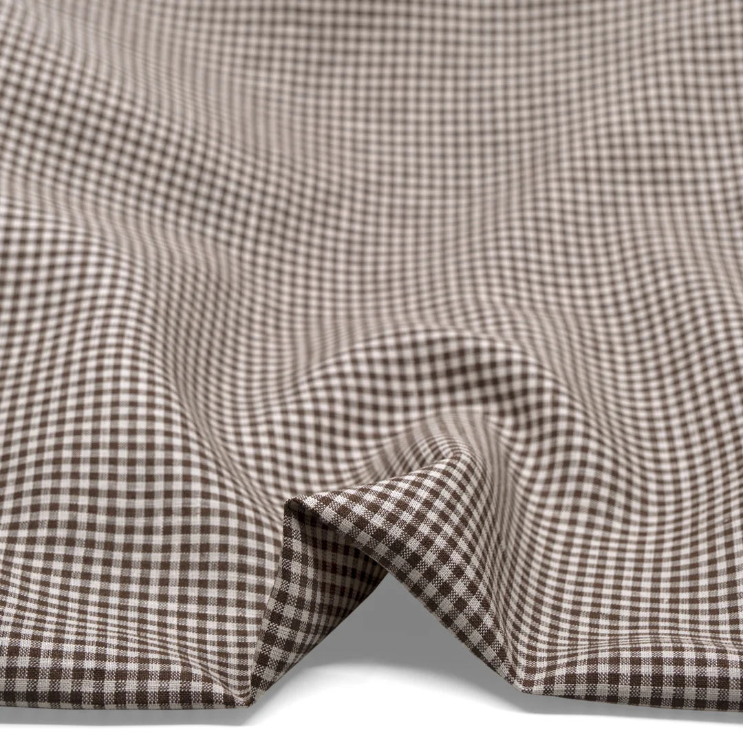 Petite Gingham Linen - Coffee - Image 2