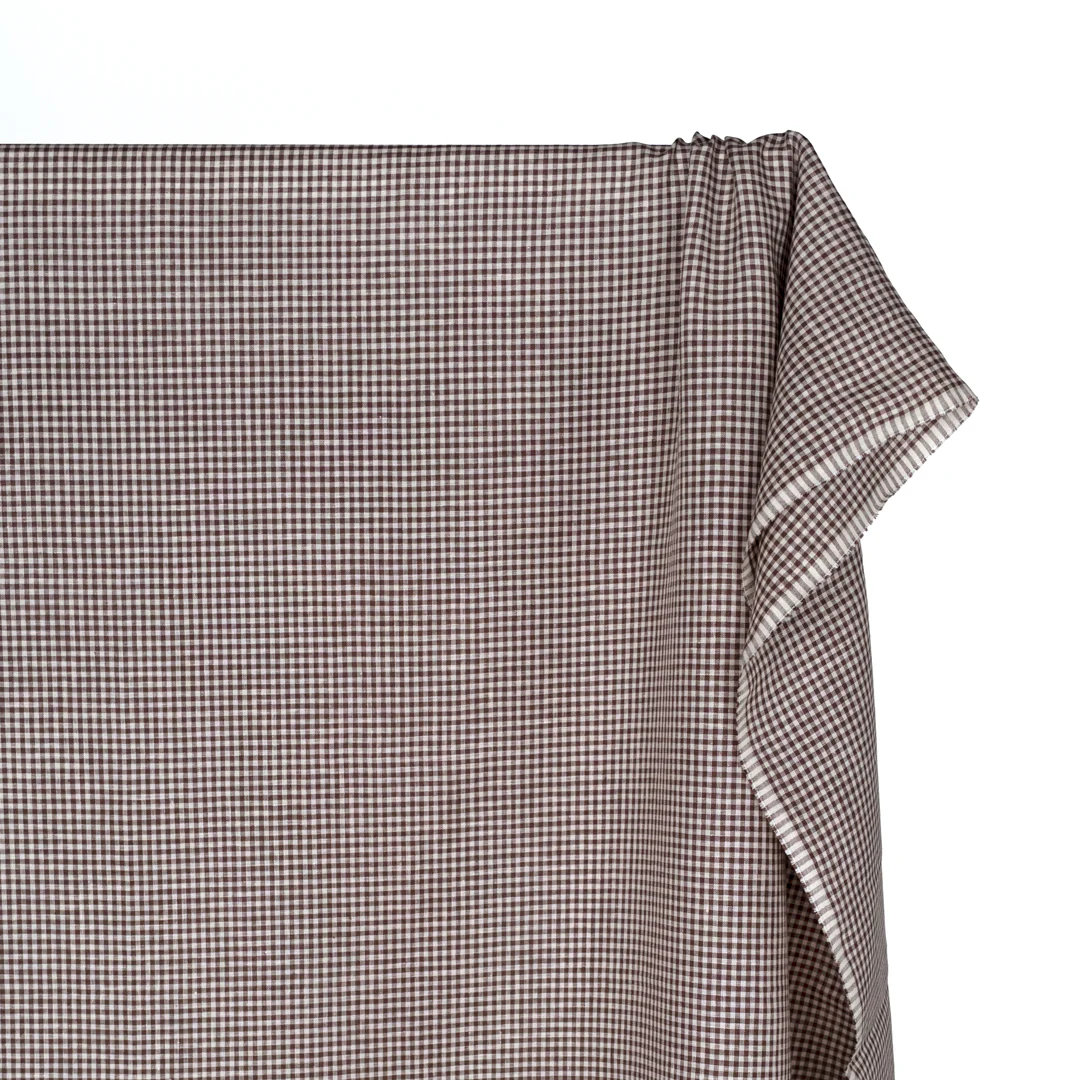 Petite Gingham Linen - Coffee - Image 4