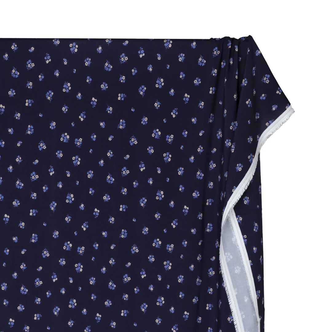 Petite Posy Printed Viscose Challis - Navy/Belize/Cream - Image 4