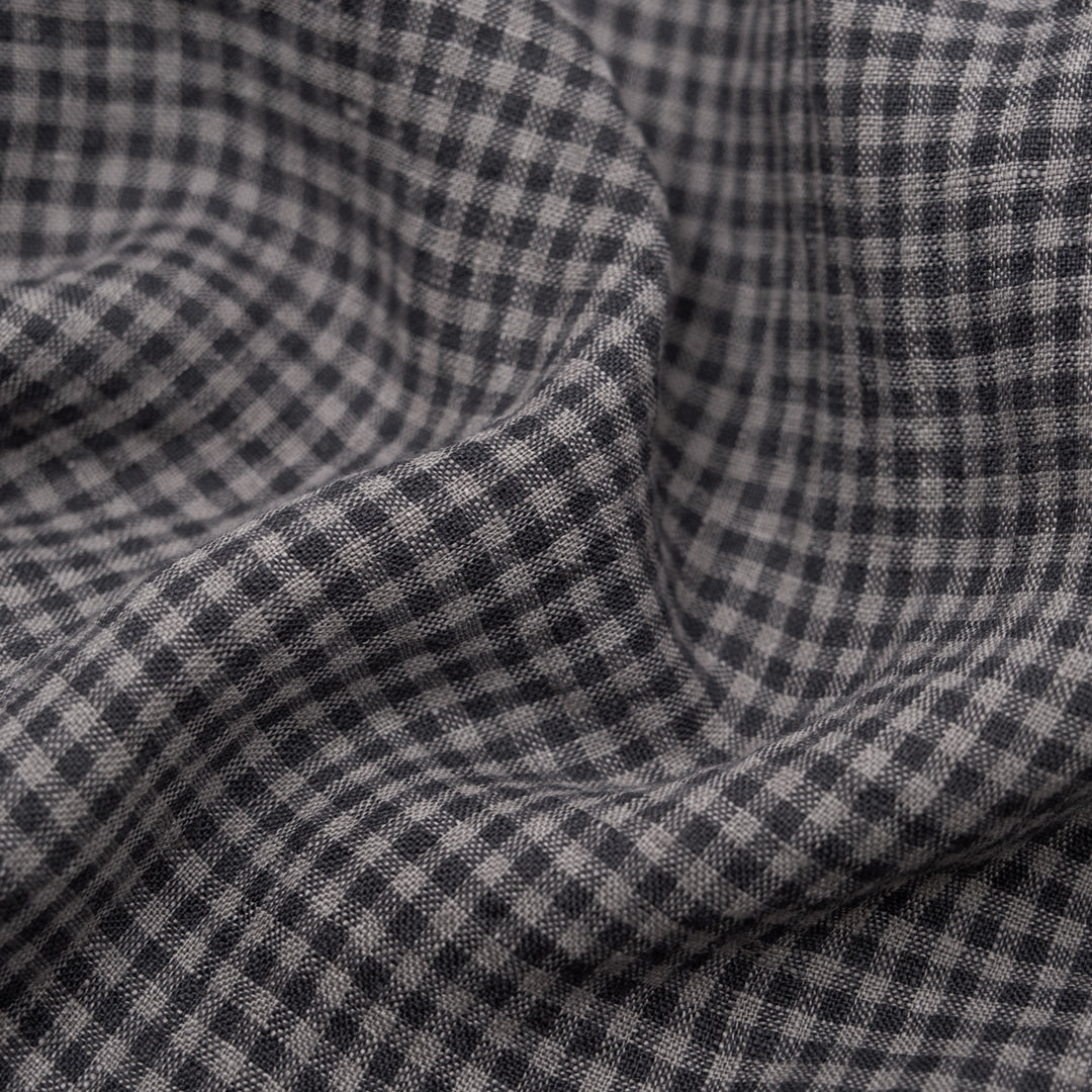 Picnic Gingham Washed Linen - Ash/Grey