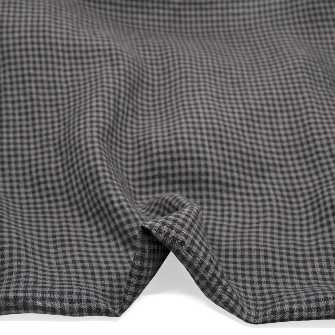 Picnic Gingham Washed Linen - Ash/Grey - Image 2