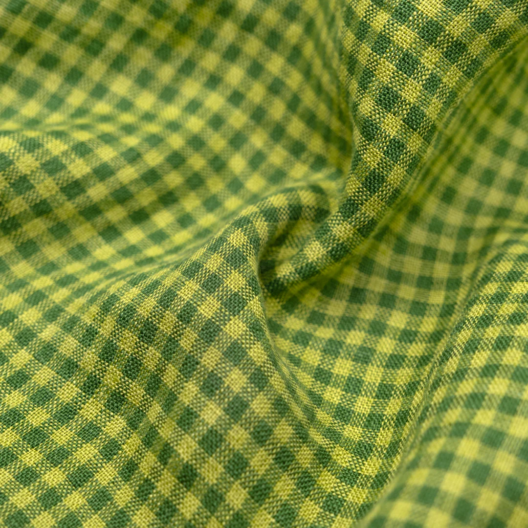 Picnic Gingham Washed Linen - Grass/Peashoot
