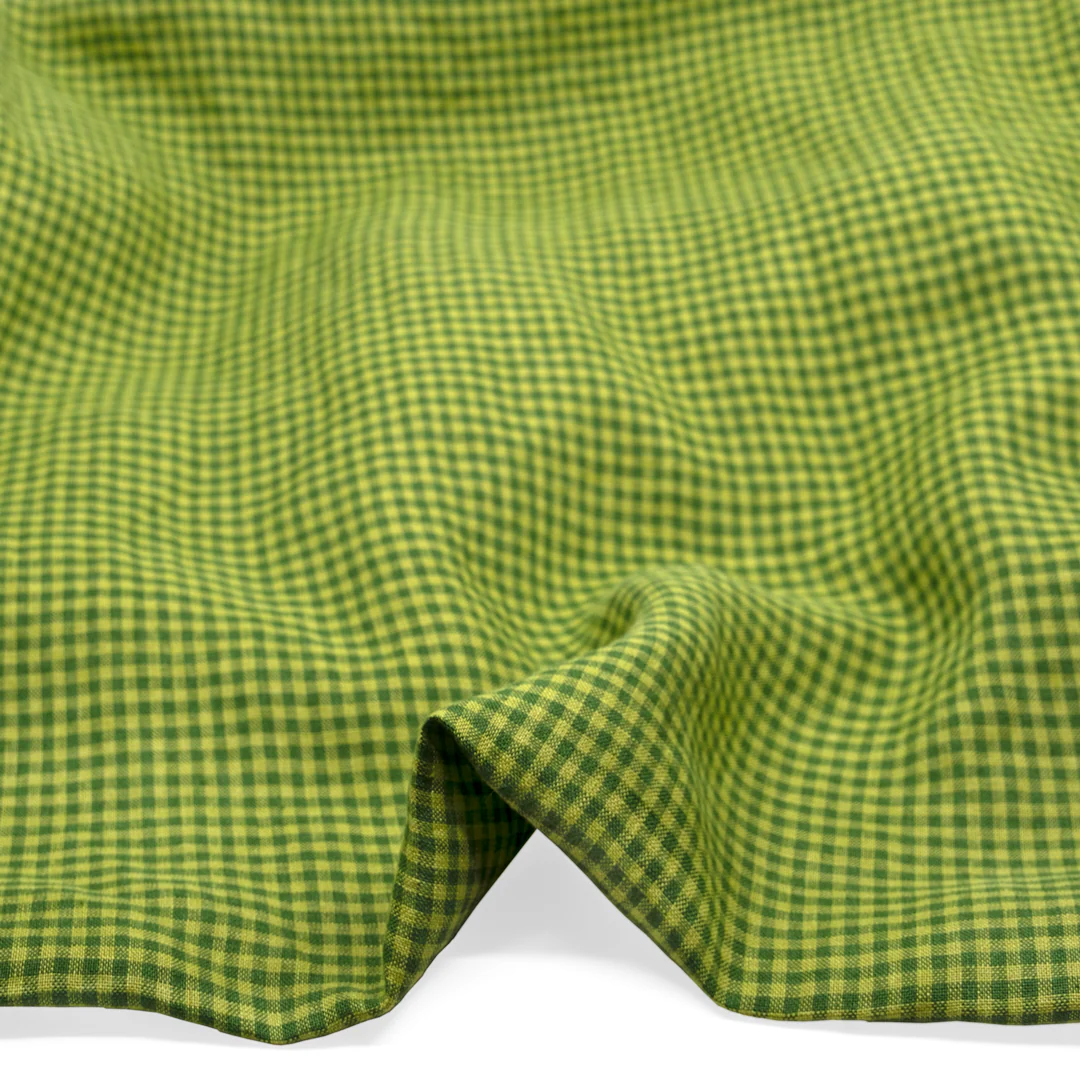 Picnic Gingham Washed Linen - Grass/Peashoot - Image 2