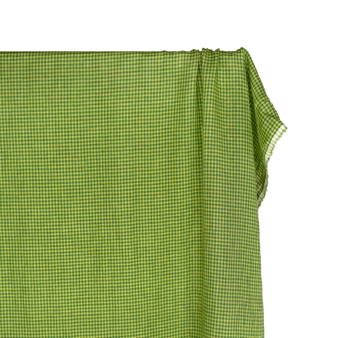 Picnic Gingham Washed Linen - Grass/Peashoot - Image 4