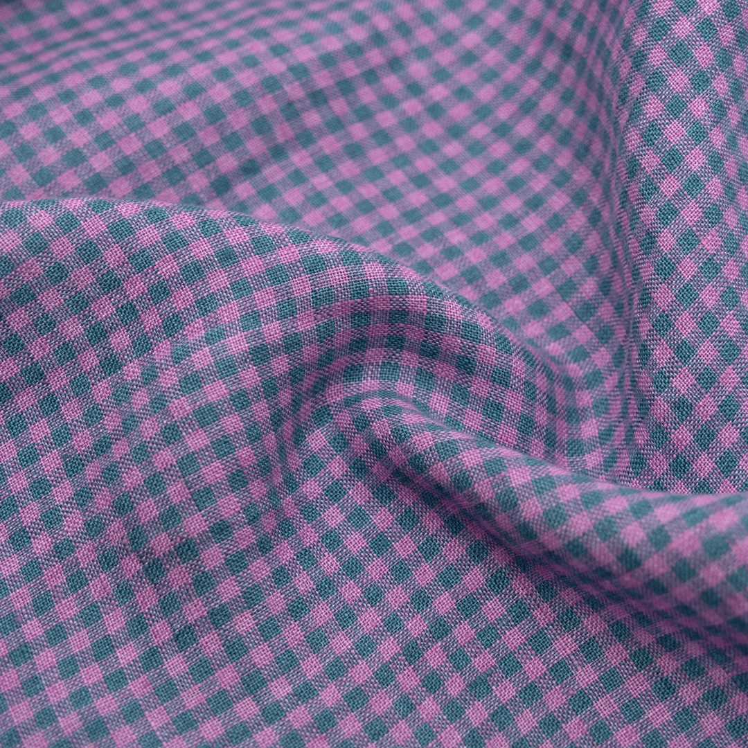 Picnic Gingham Washed Linen - Harbour/Dahlia