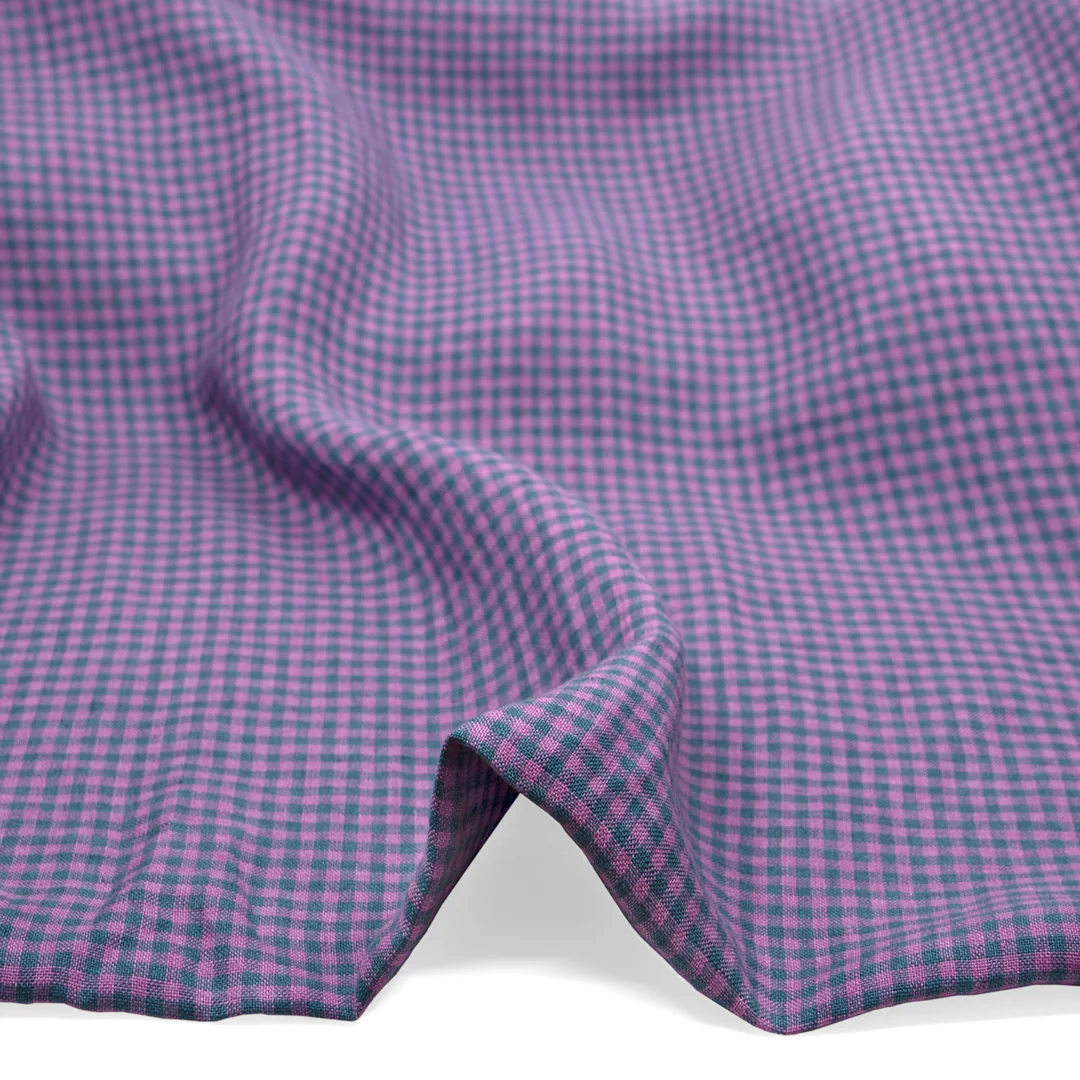 Picnic Gingham Washed Linen - Harbour/Dahlia - Image 2