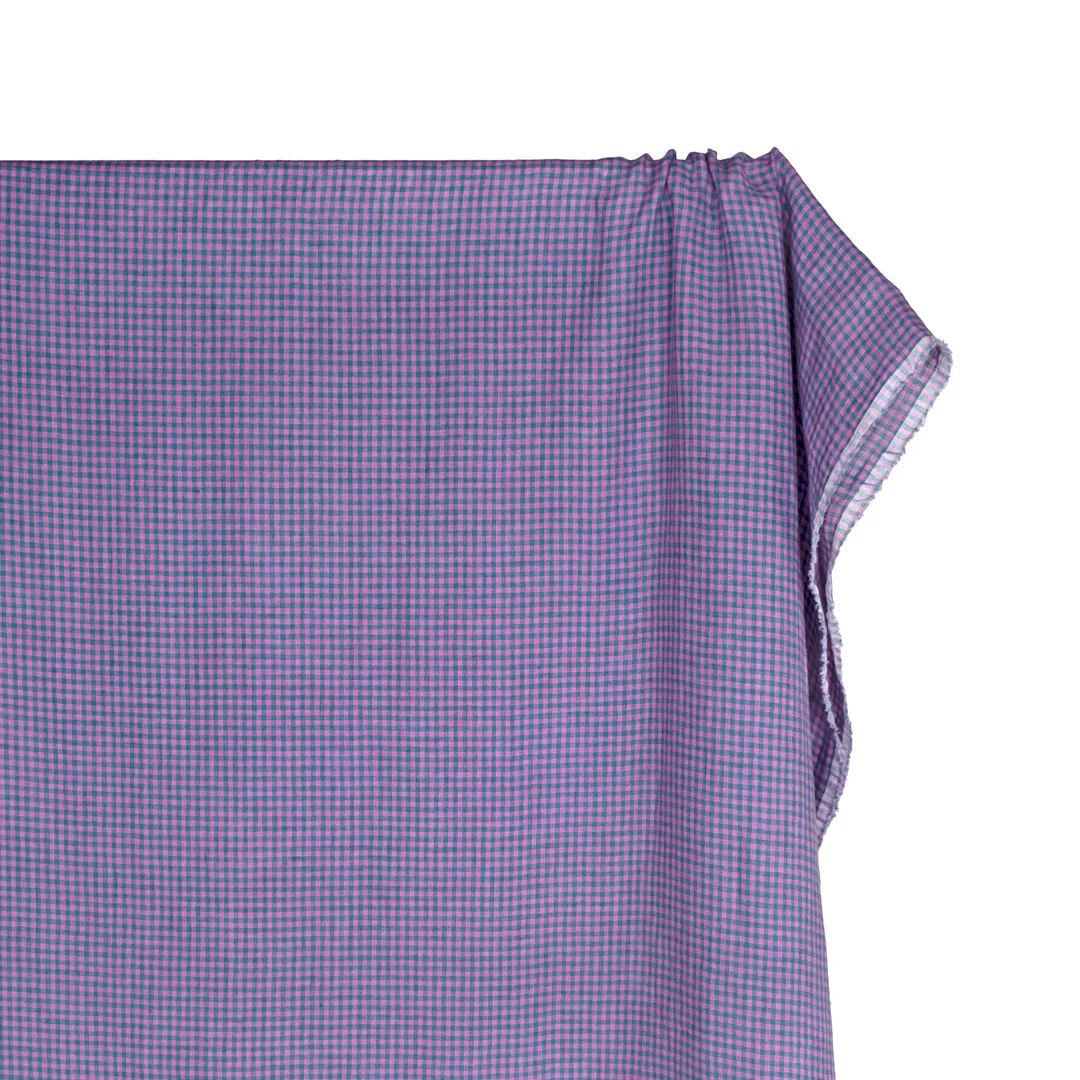 Picnic Gingham Washed Linen - Harbour/Dahlia - Image 4