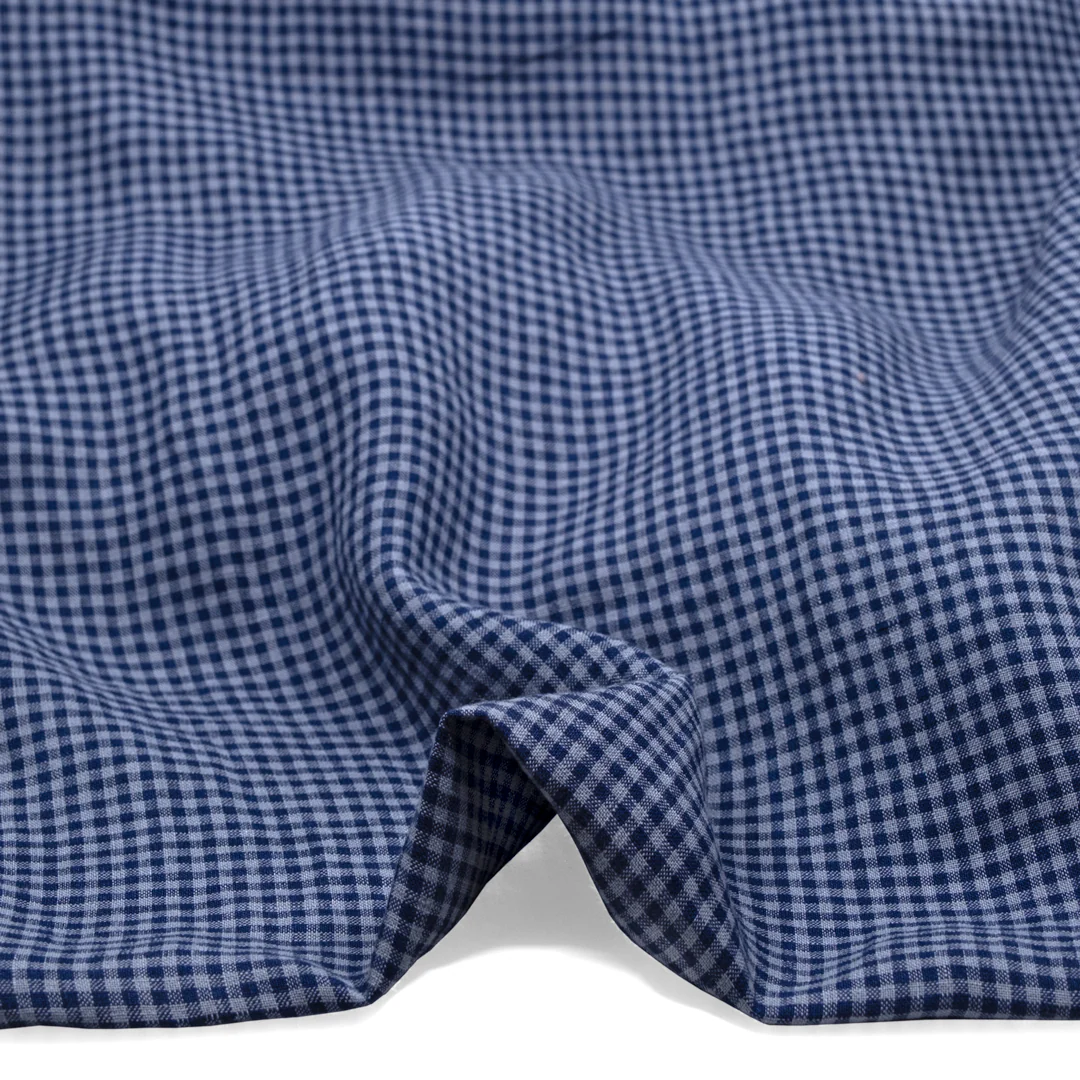 Picnic Gingham Washed Linen - Navy/Bluestone - Image 2