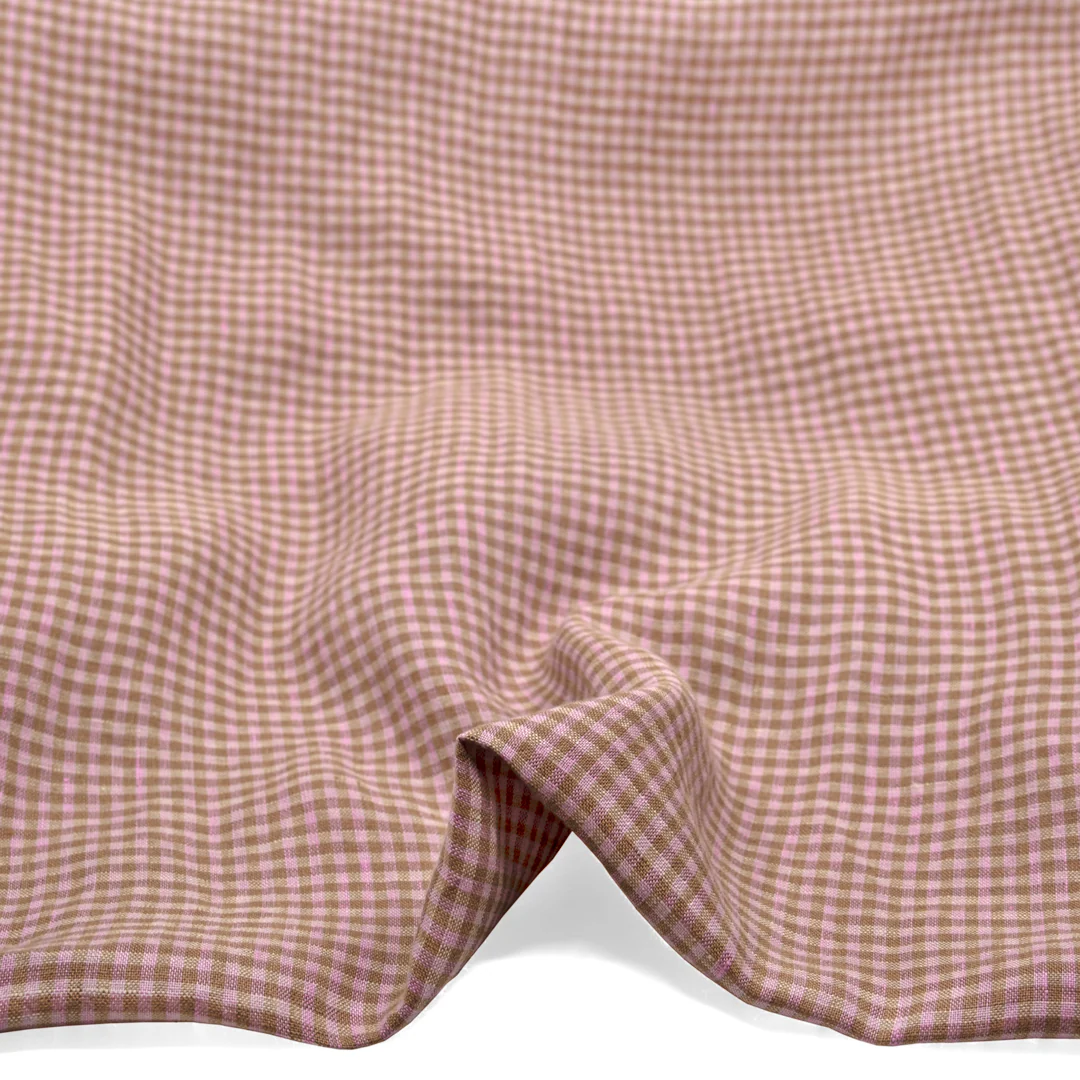 Picnic Gingham Washed Linen - Thistle/Pebble - Image 2