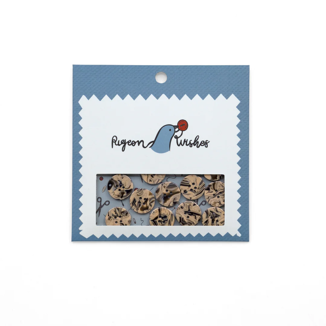 Pigeon Wishes Resin Buttons (15mm) Set of 15 - Wednesday