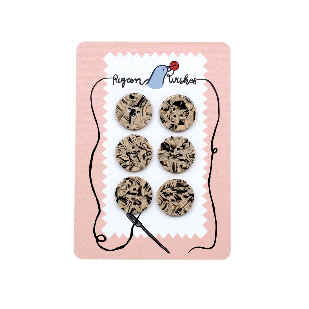 Pigeon Wishes Resin Buttons (25mm) Set of 6 - Wednesday