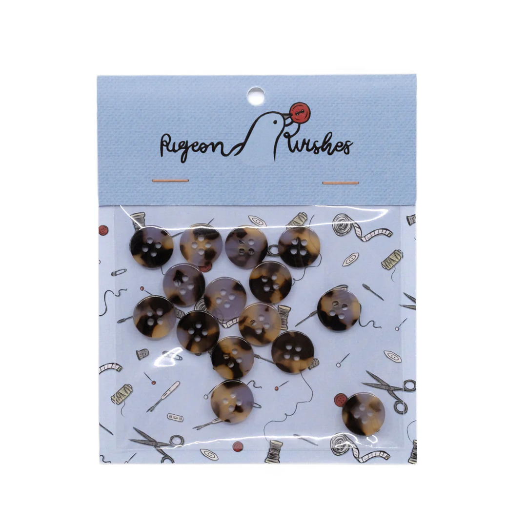 Pigeon Wishes Resin Shirting Buttons (15mm) Set of 15 - Beguiled