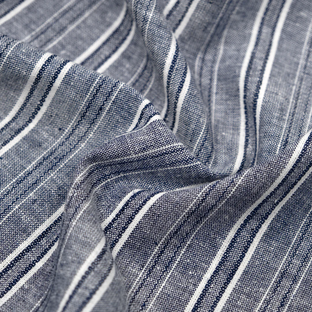 Pillar Stripe Go-To Linen Cotton Blend - Vintage Blue