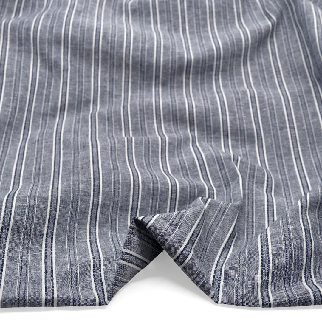 Pillar Stripe Go-To Linen Cotton Blend - Vintage Blue - Image 2