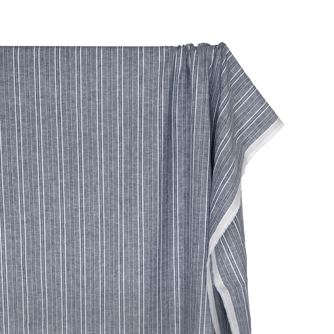 Pillar Stripe Go-To Linen Cotton Blend - Vintage Blue - Image 3