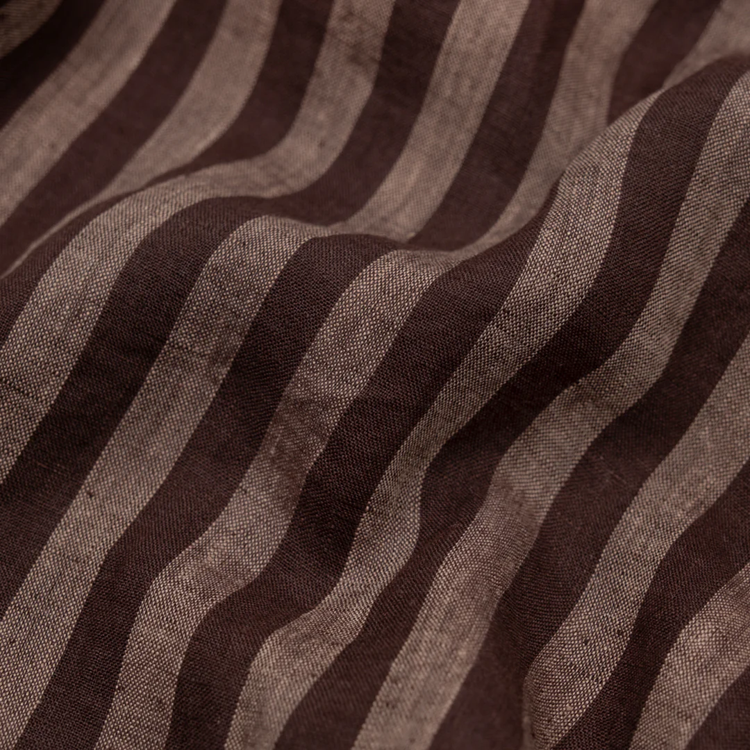Pillar Stripe Soft Washed Linen - Shadow