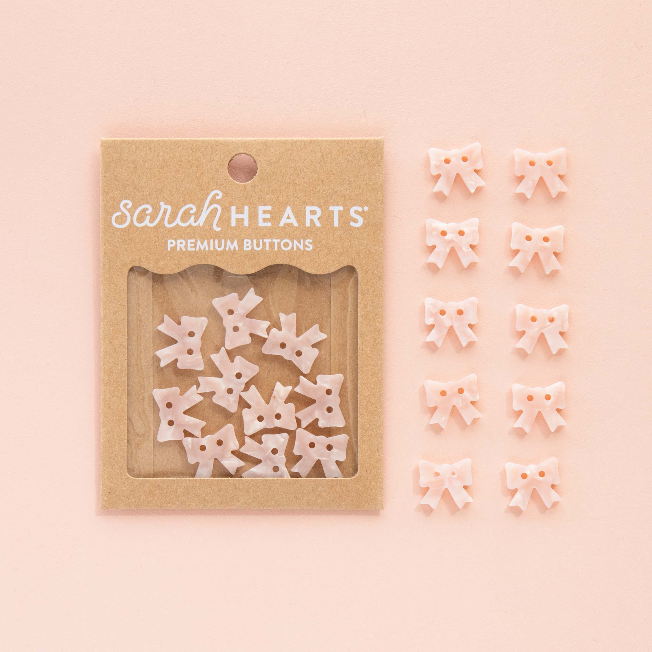 Pink Bow 15mm (5/8”) Buttons By Sarah Hearts - Set of 10 - Image 2