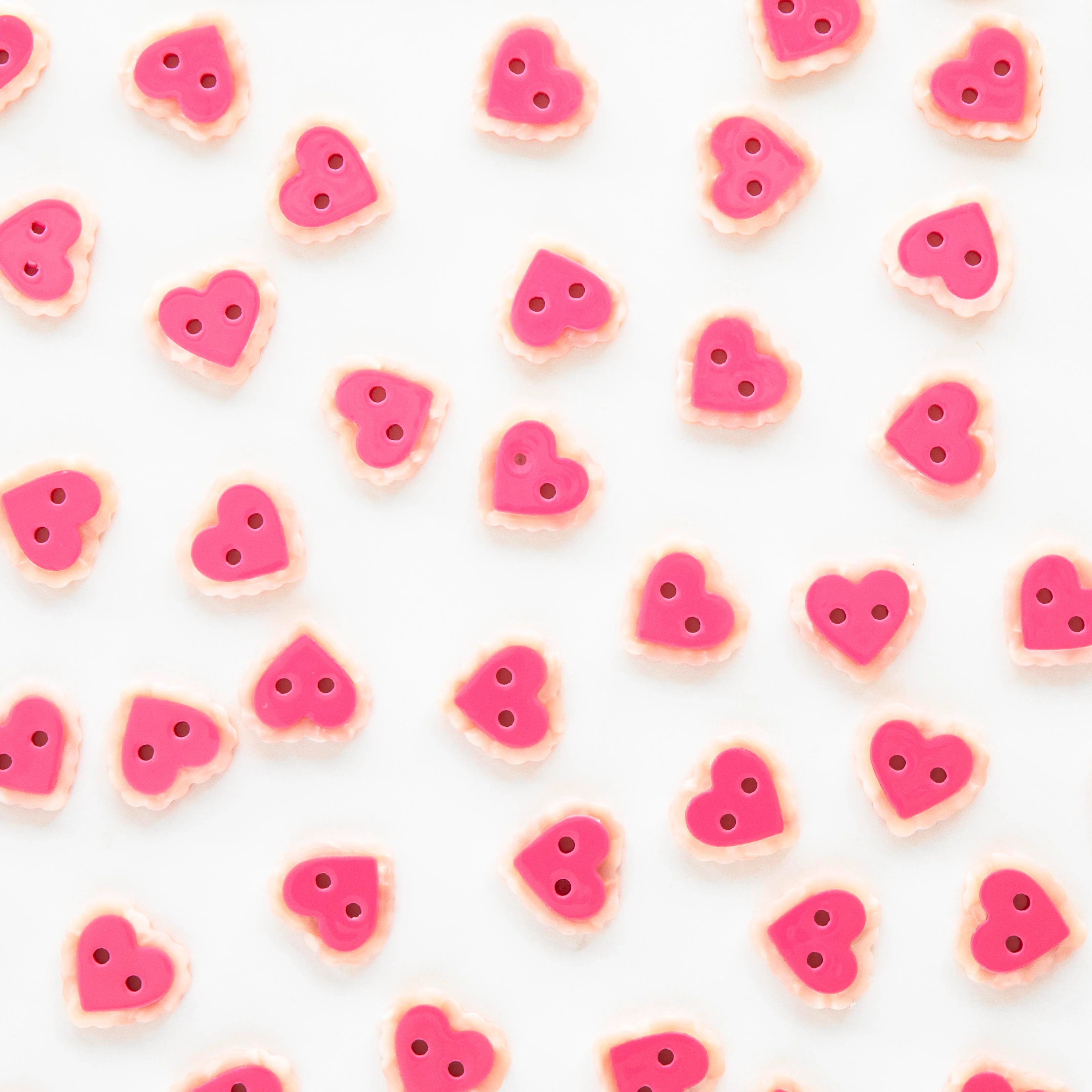 Pink Sweet Heart 15mm (5/8”) Buttons By Sarah Hearts - Set of 10