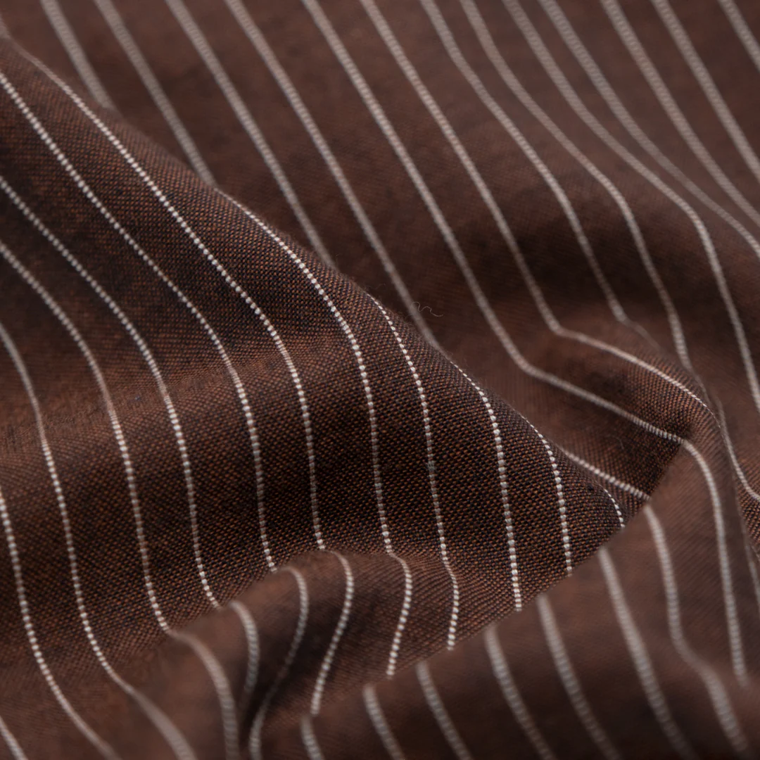 Pinstripe Handwoven Cotton - Chocolate/White