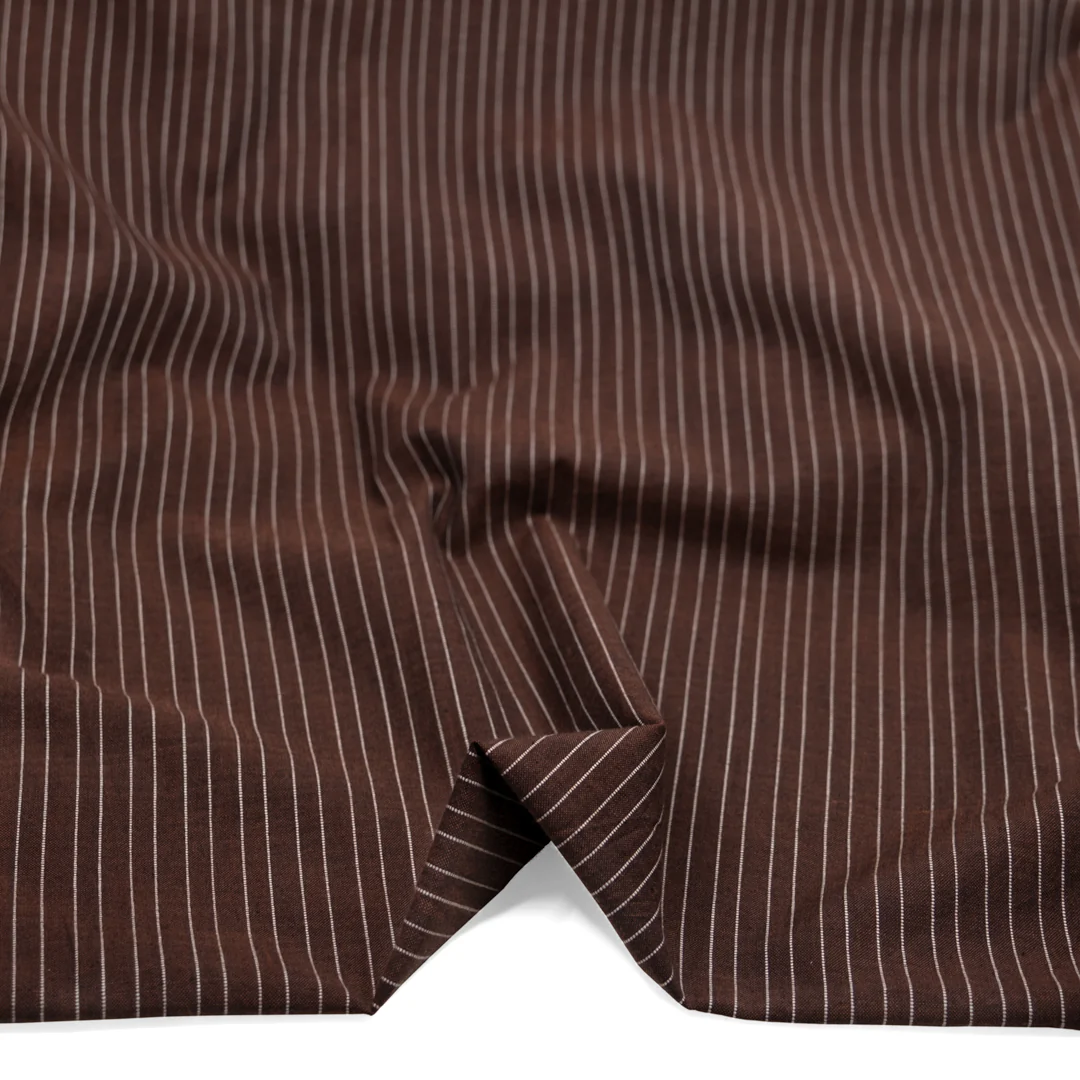 Pinstripe Handwoven Cotton - Chocolate/White - Image 2