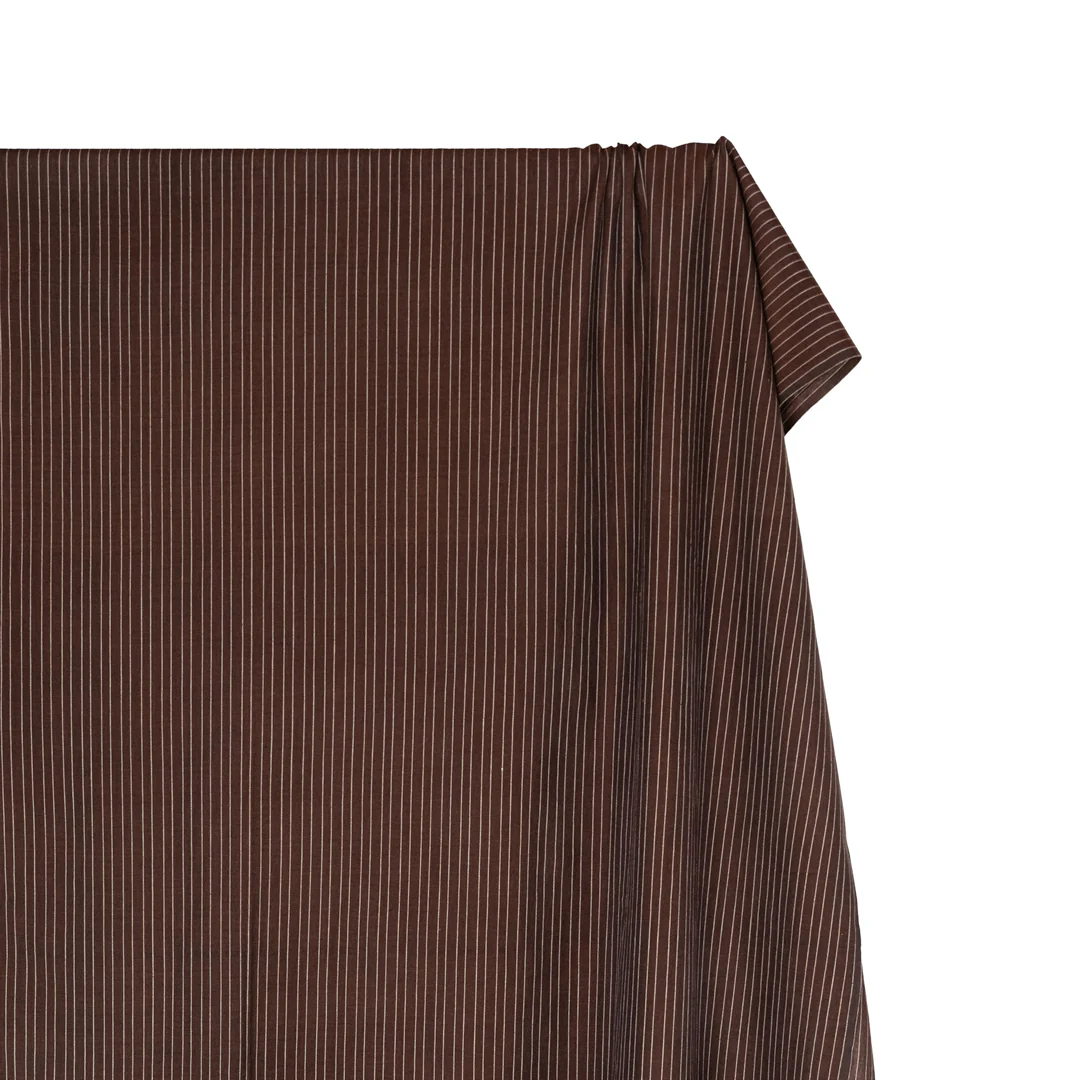 Pinstripe Handwoven Cotton - Chocolate/White - Image 3