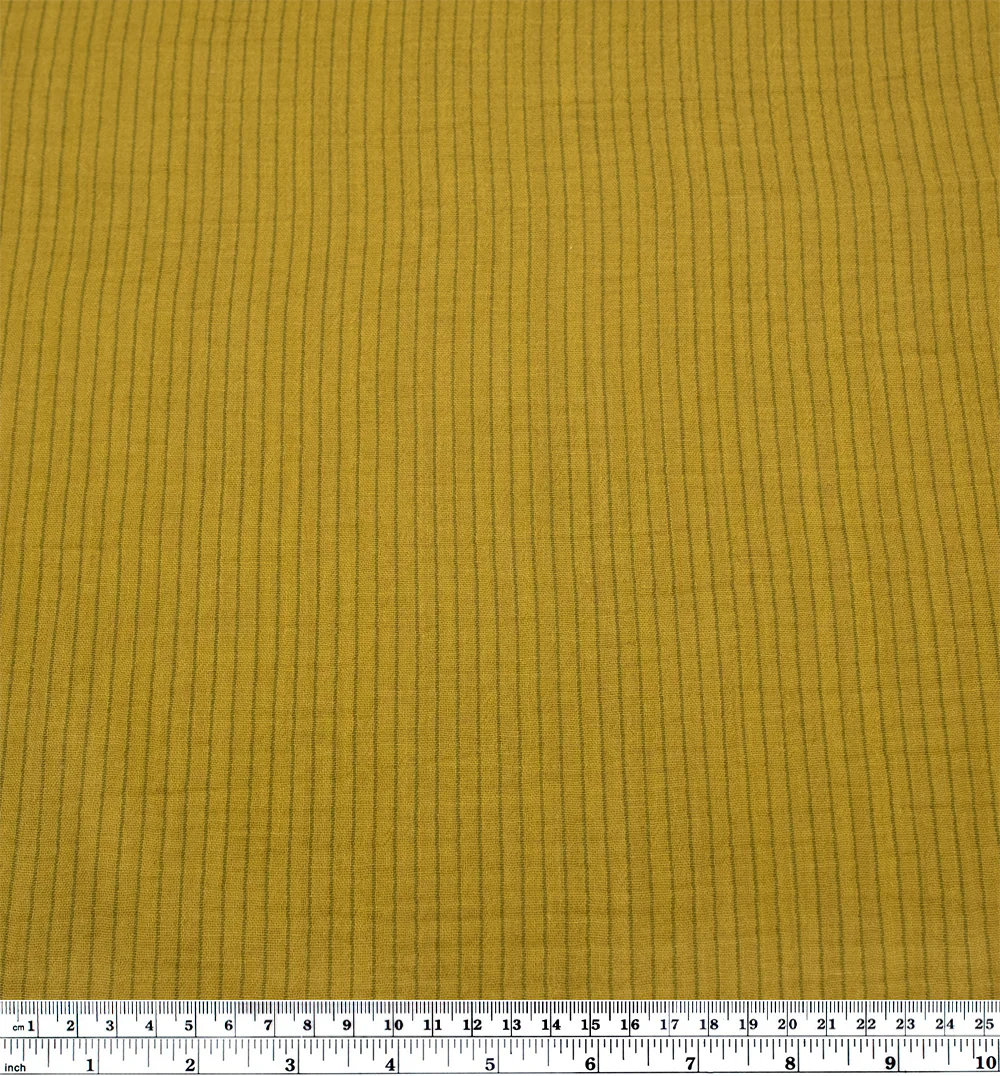 Pinstripe Organic Cotton Double Gauze - Chartreuse - Image 4