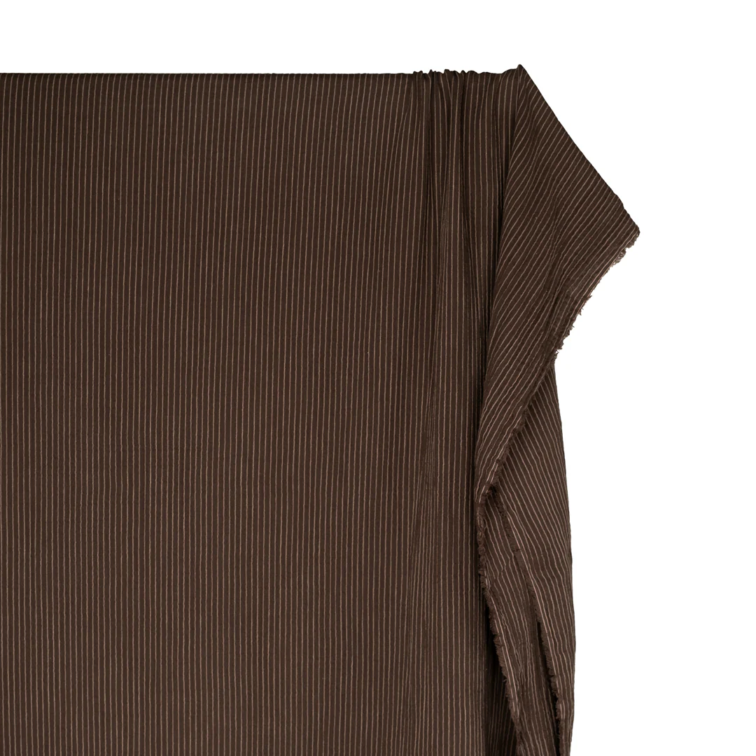 Pinstripe Organic Cotton Double Gauze - Chocolate - Image 3