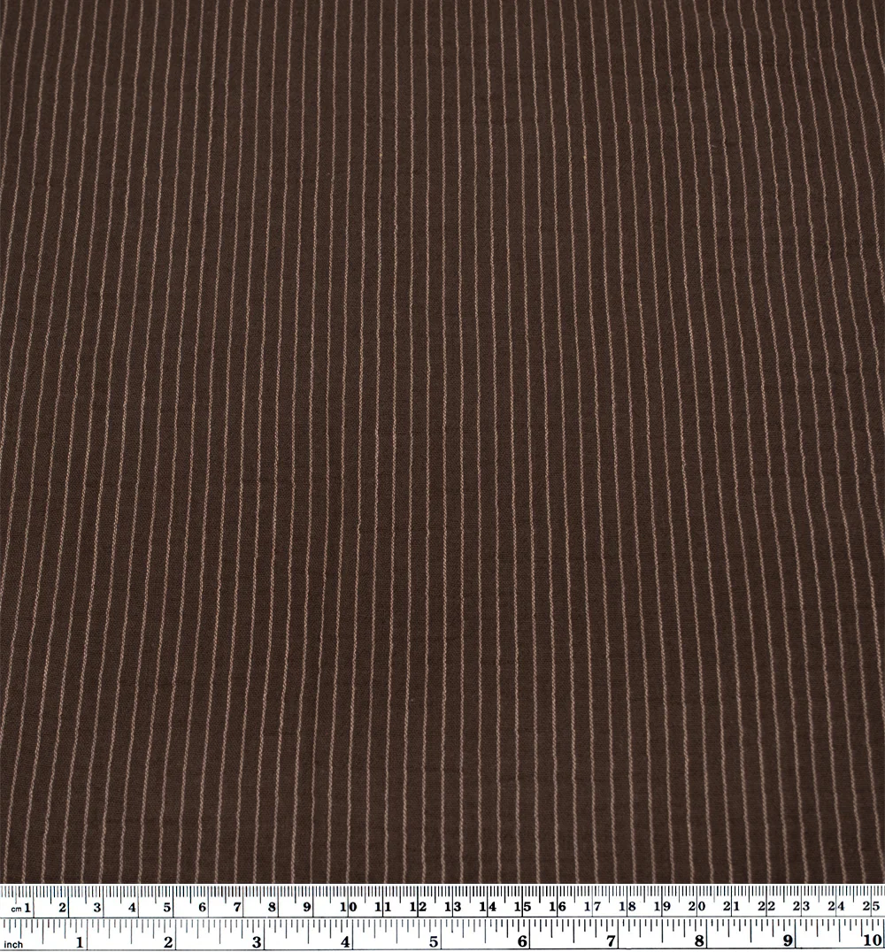 Pinstripe Organic Cotton Double Gauze - Chocolate - Image 4
