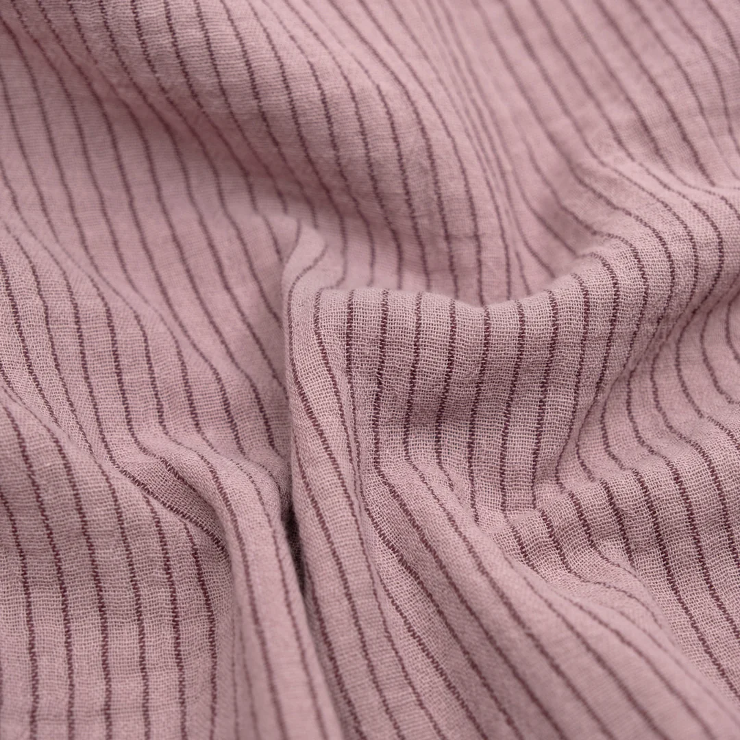 Pinstripe Organic Cotton Double Gauze - Dusty Lilac