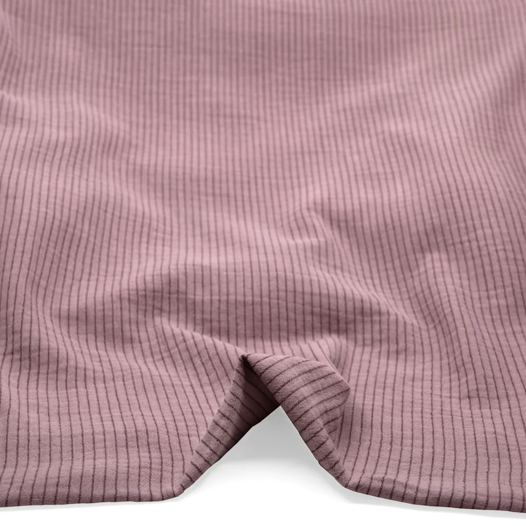 Pinstripe Organic Cotton Double Gauze - Dusty Lilac - Image 2