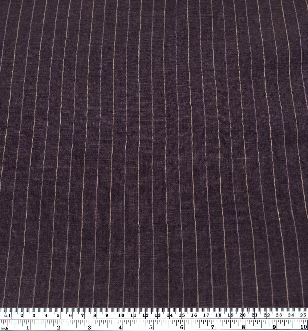 Pinstripe Stonewashed Linen - Aubergine - Image 3
