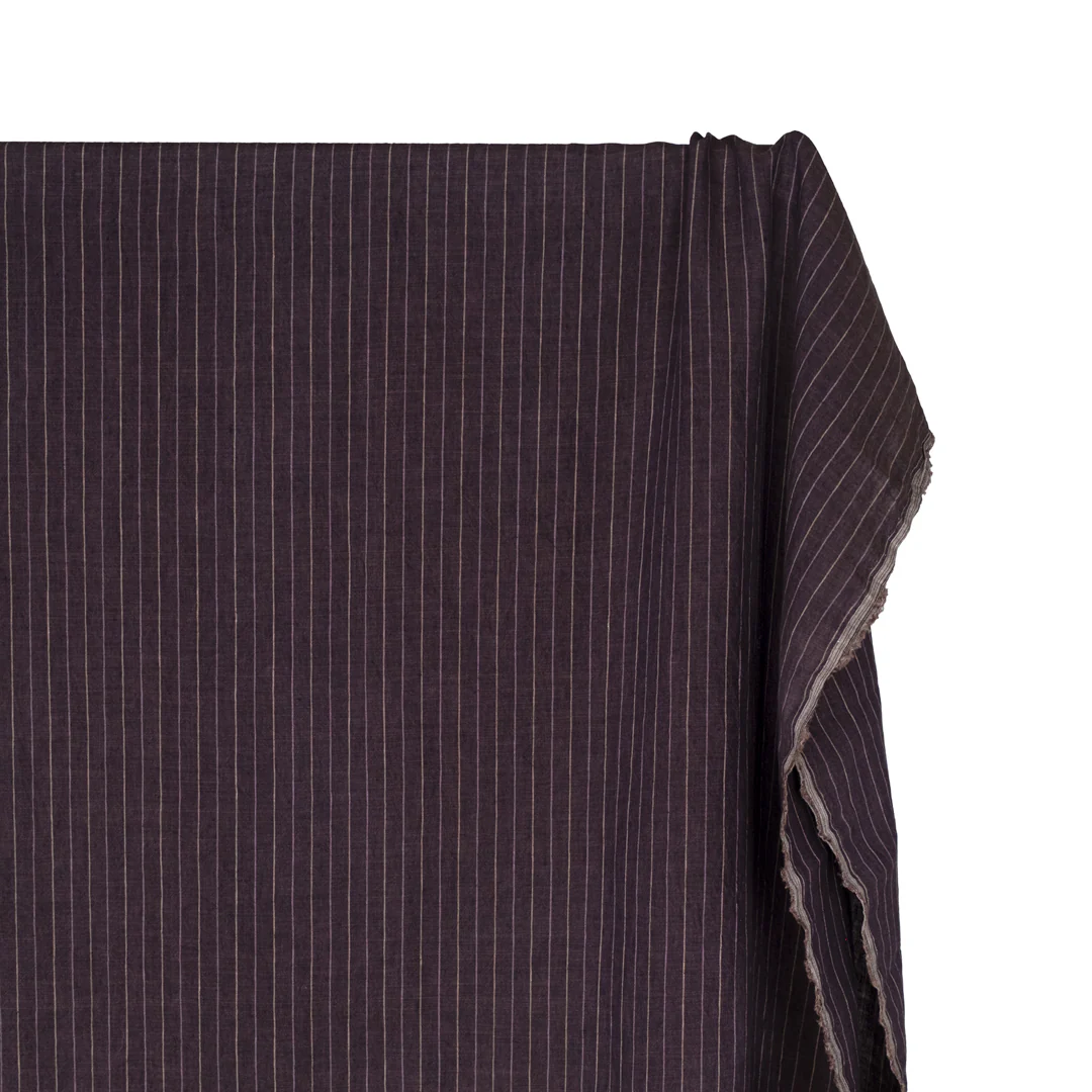Pinstripe Stonewashed Linen - Aubergine - Image 4