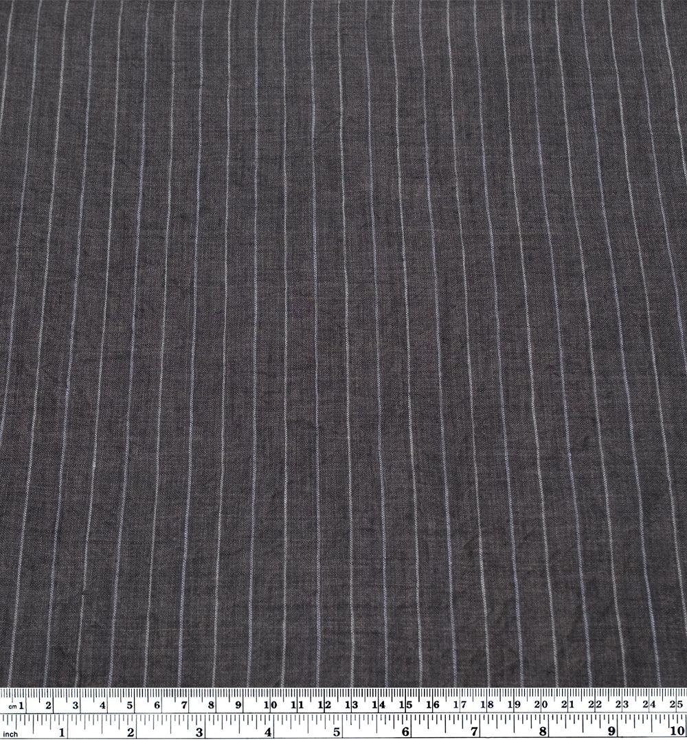 Pinstripe Stonewashed Linen - Slate - Image 3