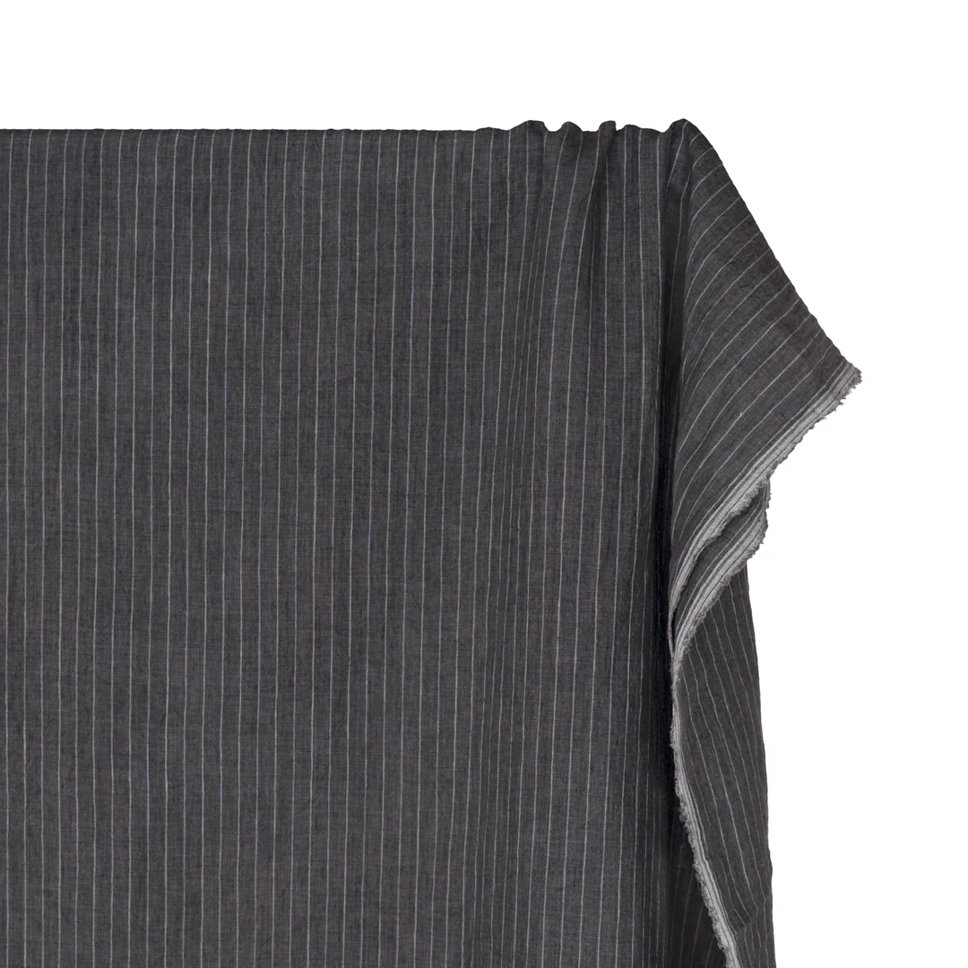 Pinstripe Stonewashed Linen - Slate - Image 4
