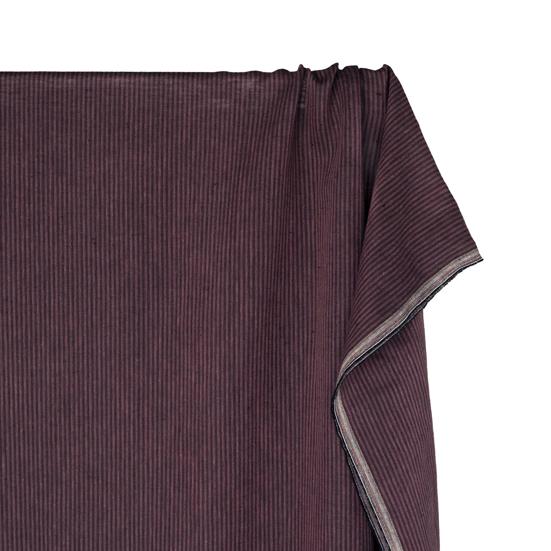 Pinstripe Yarn Dyed Linen Cotton - Boysenberry - Image 4