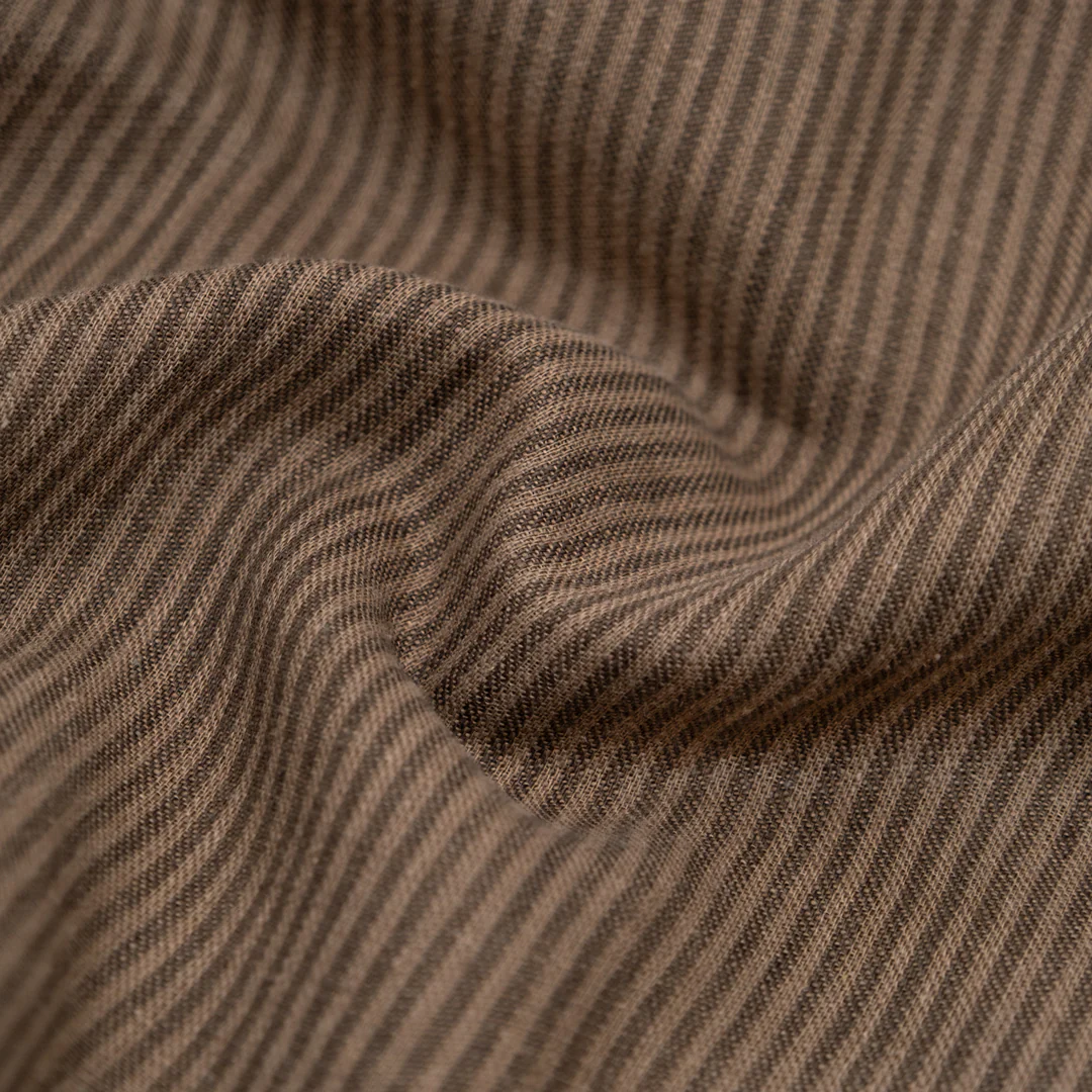 Pinstripe Yarn Dyed Linen Cotton - Mushroom