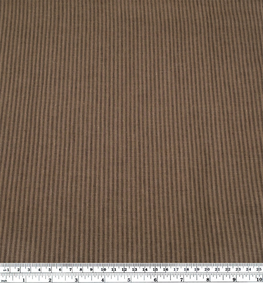 Pinstripe Yarn Dyed Linen Cotton - Mushroom - Image 3