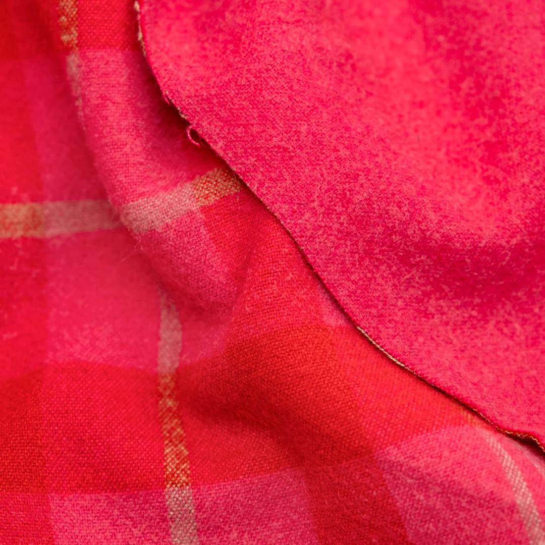 Plaid Brushed Double Faced Coating - Electric Pink