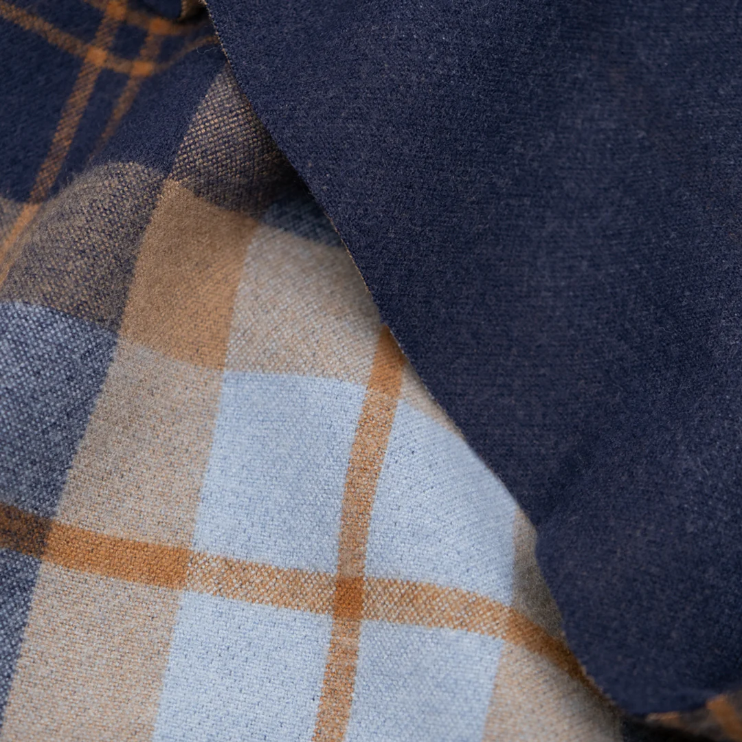 Plaid Brushed Double Faced Coating - Midnight Blue