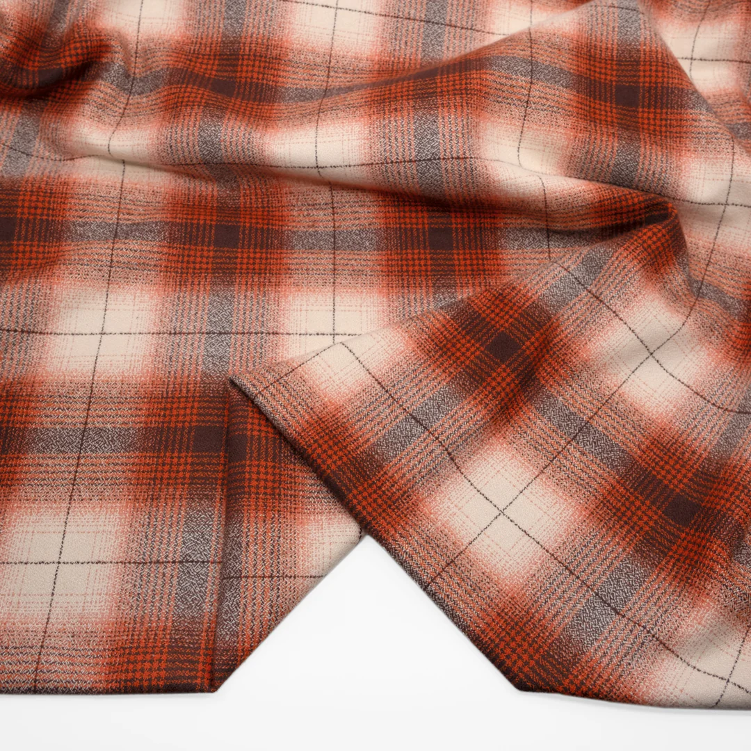 Plaid Cotton Flannel - Burnt Orange/Ivory