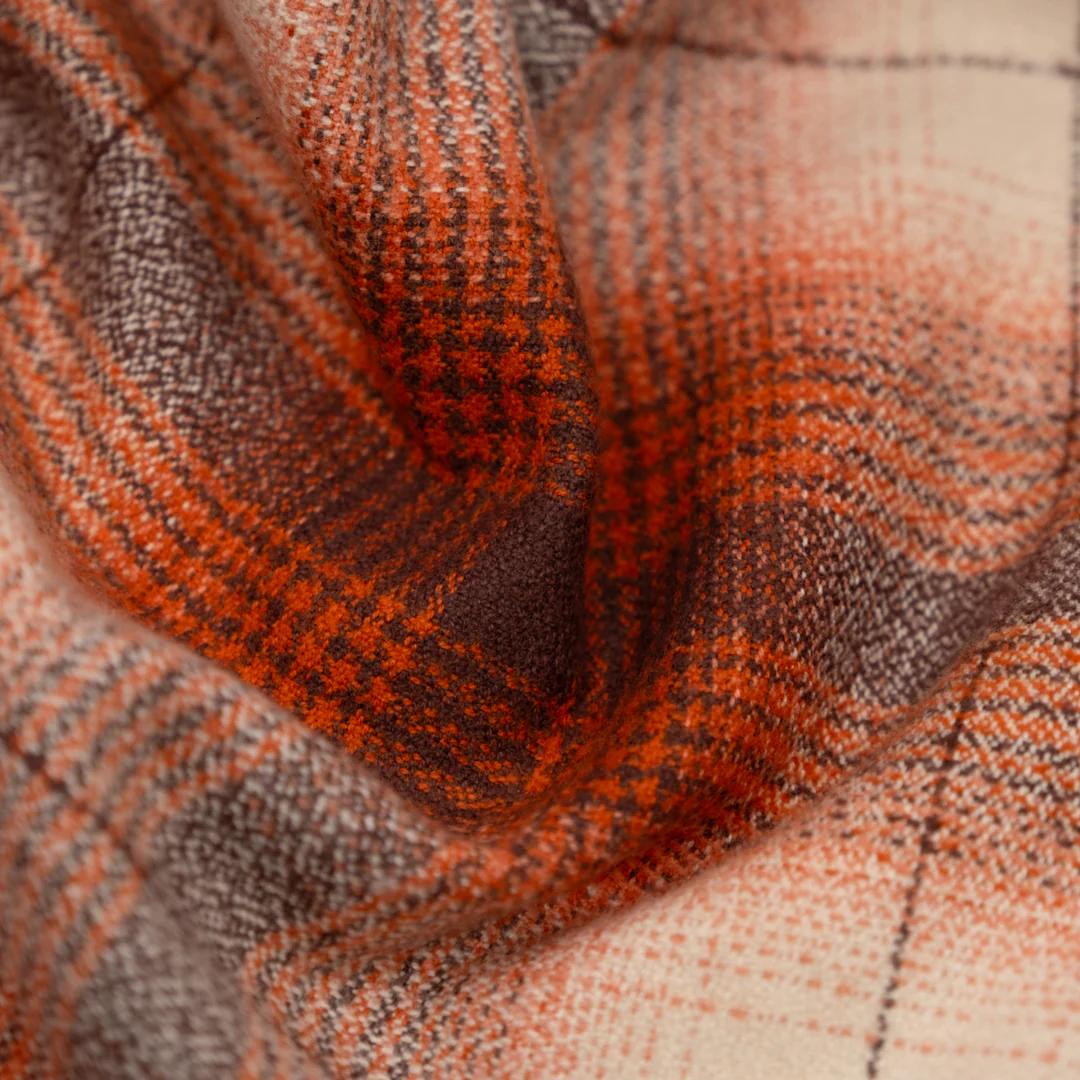 Plaid Cotton Flannel - Burnt Orange/Ivory - Image 2
