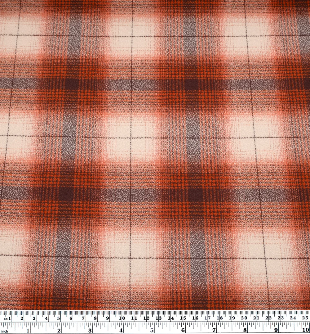 Plaid Cotton Flannel - Burnt Orange/Ivory - Image 3
