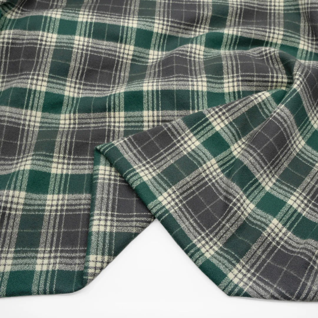Plaid Cotton Flannel - Pine/Ivory