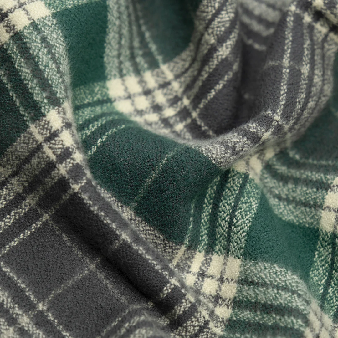 Plaid Cotton Flannel - Pine/Ivory - Image 2