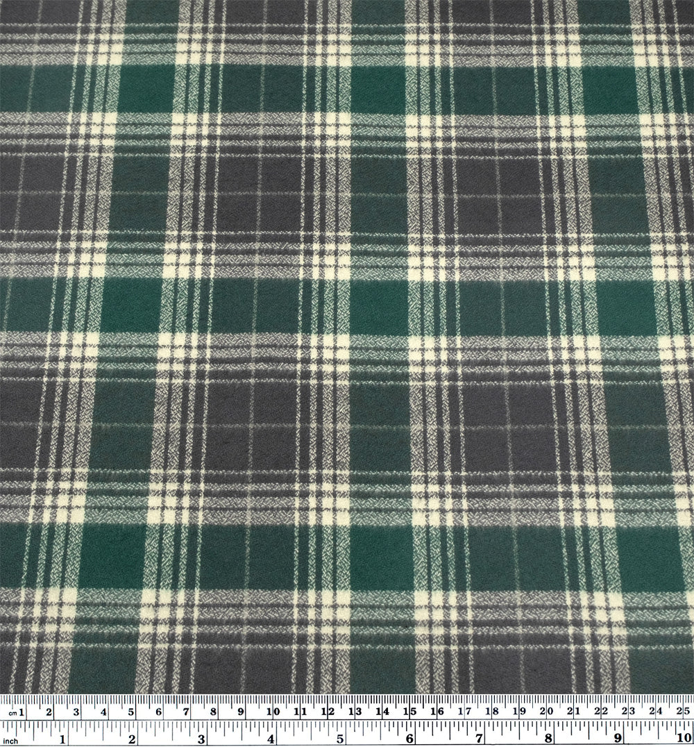 Plaid Cotton Flannel - Pine/Ivory - Image 3