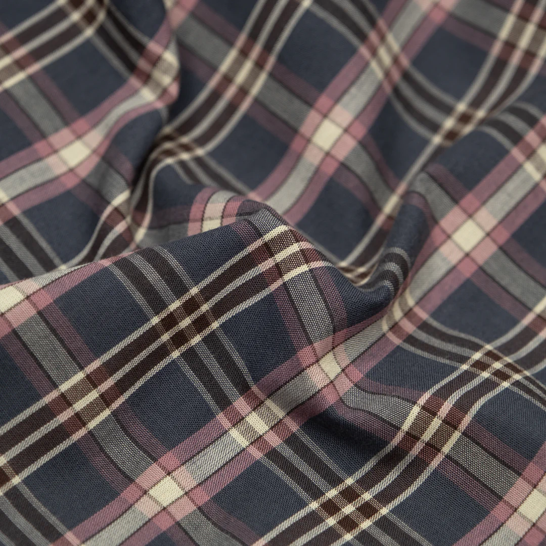 Plaid Cotton Shirting - Ash/Tulip/Vanilla