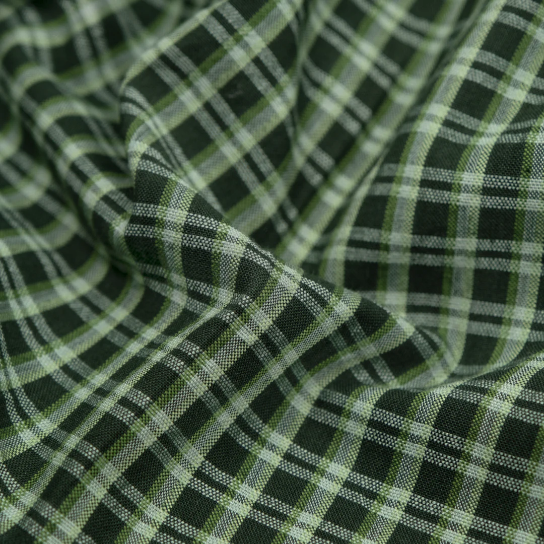 Plaid Handwoven Cotton - Forest/Light Green
