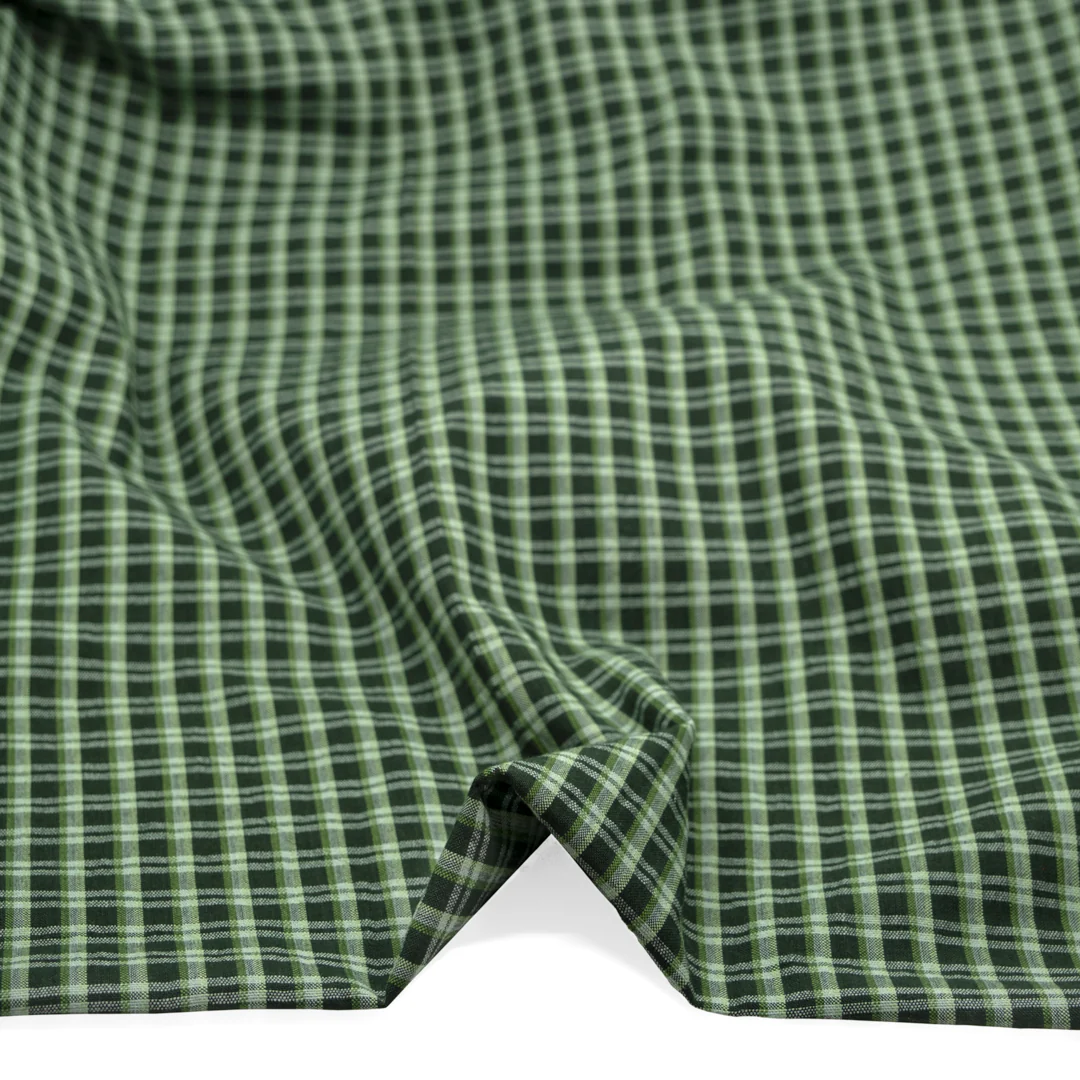 Plaid Handwoven Cotton - Forest/Light Green - Image 2